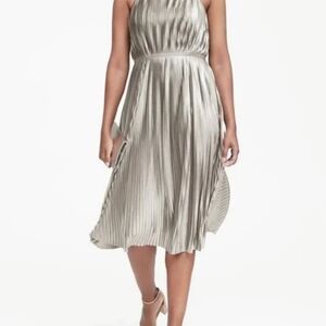 Banana Republic NWT Pleated Metallic Tank Midi Holiday Dress Size 6